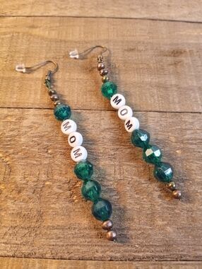 Jeweled mom dangle earrings